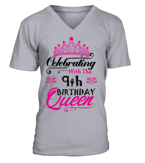 Celebrating With the 9th Birthday Queen Men's V-Neck T-shirt