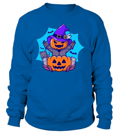 Cute witch pumpkin with cat and bat Women's Sweatshirt