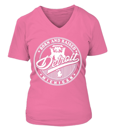 Born And Raised Detroit Michigan V-neck T-Shirt Woman