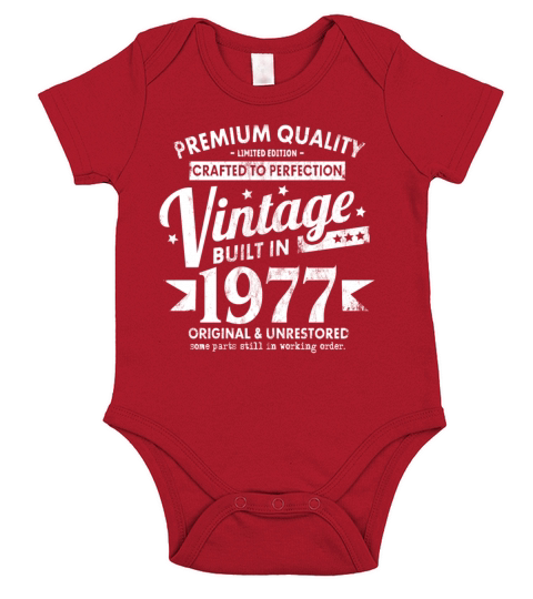 VINTAGE BUILT IN 1977 COOL FUNNY RETRO 44TH Short Sleeve Baby One-Piece