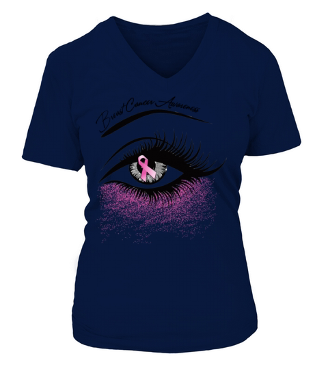 Womens Eyes Breast Cancer Awareness Women's V-Neck T-shirt