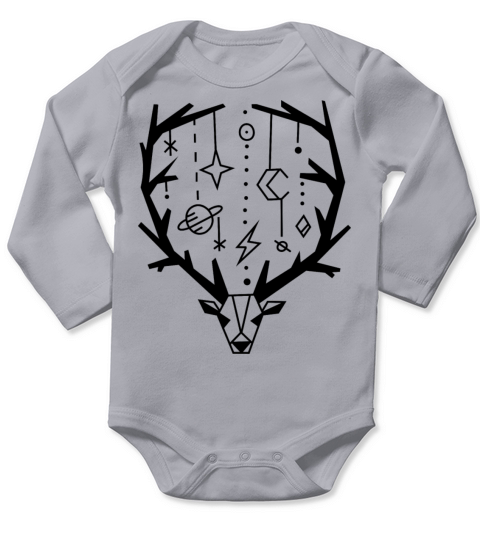 Deer Space Antlers Head Long Sleeve Baby One-Piece