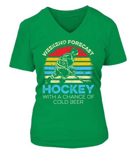 Weekend Forecast Hockey With Achance Of Cold Beer Vintage - Unisex Long Sleeve V-neck T-Shirt Woman