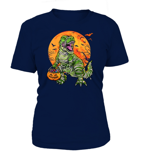 Kids Halloween Dinosaur T-Rex Mummy Pumpkin Candy Women's T-Shirt
