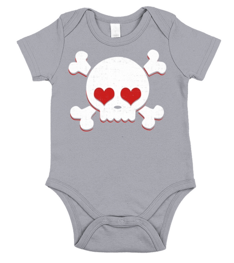 Skull Heart Valentines Day Pirate Flag Short Sleeve Baby One-Piece