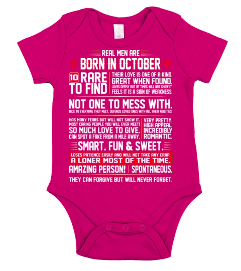 Real Men Are Born In October Birth Month Tshirt Short Sleeve Baby One-Piece