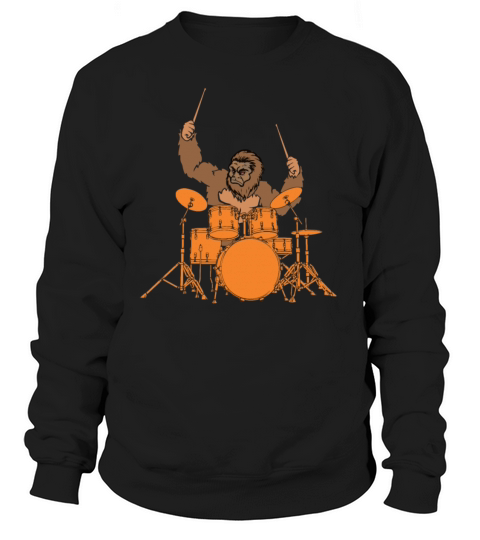Funny Bigfoot Sasquatch rock and roll drum T-Shirt Women's Sweatshirt