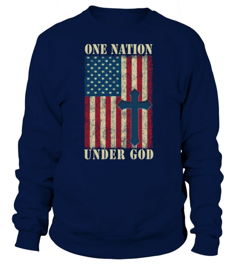 One Nation Under God 4th Of July Patriot Cross USA Flag Women's Sweatshirt