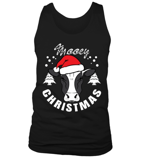 Mooey Christmas - Cow Head with Santa Hat Design Men's Tank Top