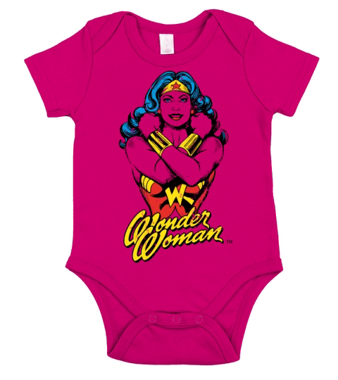 Wonder Woman Power Vintage Look Short Sleeve Baby One-Piece