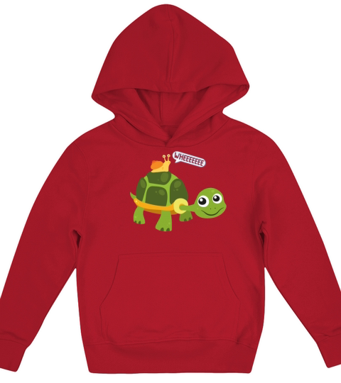 Cute Snail Riding on Turtle Yelling Whee Animals Kids Hoodie