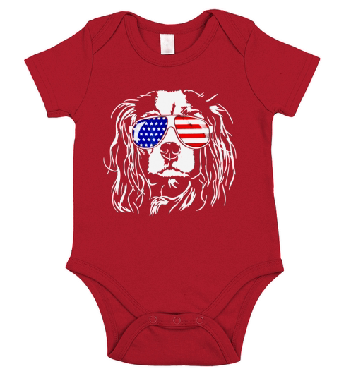 Proud Cavalier King Charles Spaniel Patriotic Dog Tee Shirt Short Sleeve Baby One-Piece