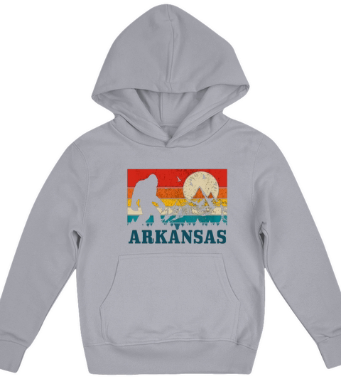 Arkansas Bigfoot Vintage Mountains Hiking Camping Kids Hoodie