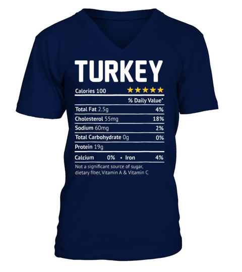 Turkey Nutrition Facts Funny Thanksgiving Men's V-Neck T-shirt
