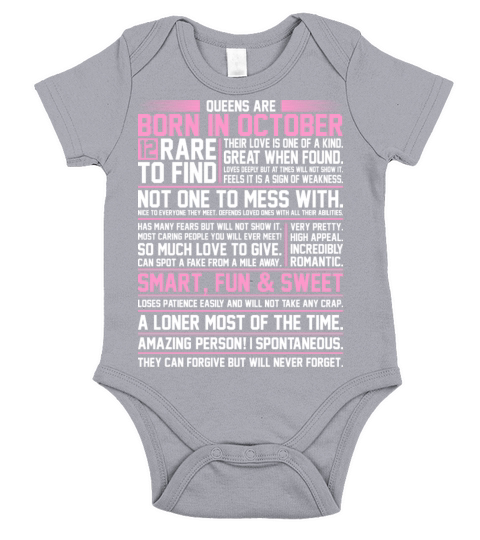 Queens Are Born In October Short Sleeve Baby One-Piece