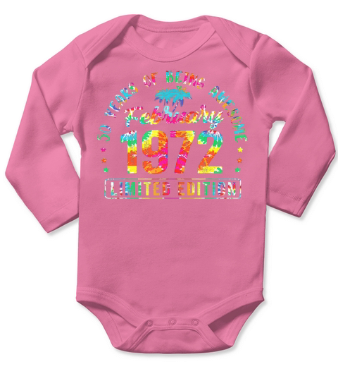 Happy 50th Birthday Vintage February 1972 Gifts 50 Long Sleeve Baby One-Piece