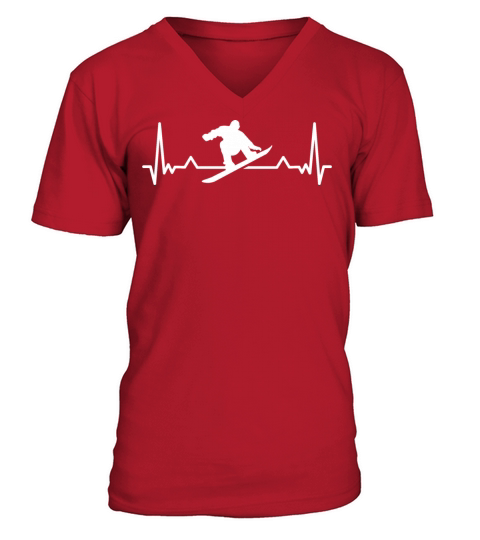 Snowboard Heartbeat Line Funny Gift Men's V-Neck T-shirt