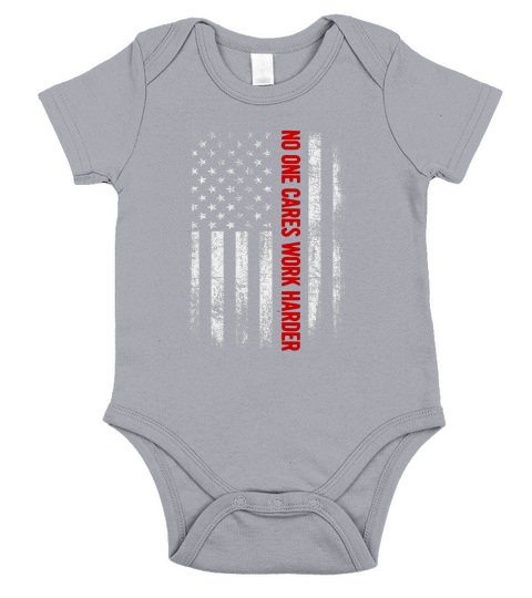 Retro Vintage No One Cares Work Harder USA Flag Workout Gym Short Sleeve Baby One-Piece
