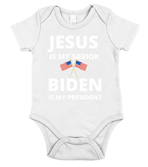 jesus is my savior biden is my president Short Sleeve Baby One-Piece