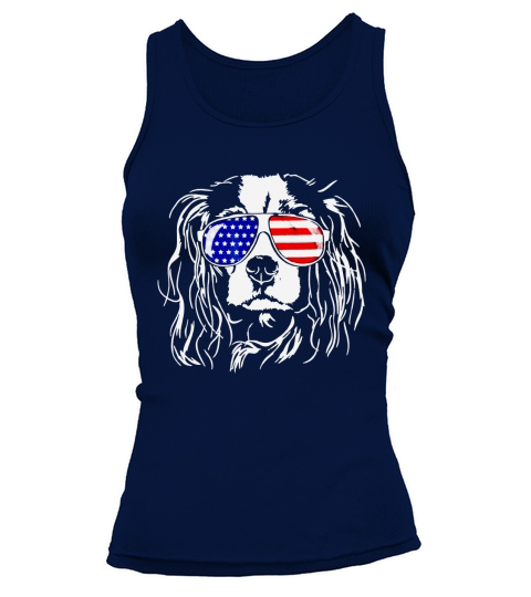 Proud Cavalier King Charles Spaniel Patriotic Dog Tee Shirt Tank top Woman