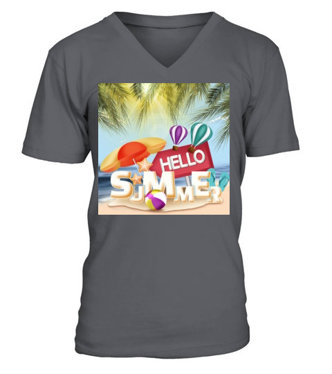 Hello Summer Beach Sea Water Men's V-Neck T-shirt