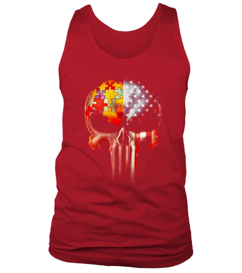 Autism Awareness America Flag skull Tank Top Unisex