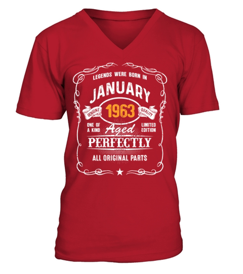 Legends Were Born In January 1963 Vintage Retro Men's V-Neck T-shirt