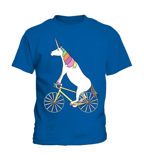 Unicorn Riding Bike With Unicorn Horn Spoked Wheel Kids T-Shirt