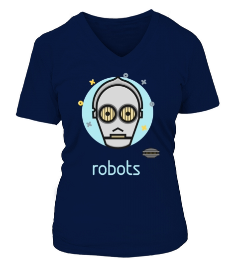 robot robots head space future nerd gamer coder pc Women's V-Neck T-shirt