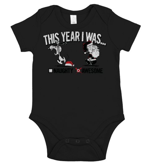 Peanuts Snoopy Naughty Awesome Christmas Short Sleeve Baby One-Piece