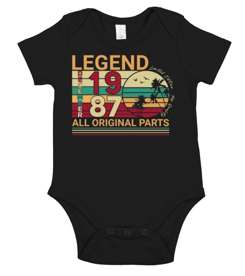 Born 1987 In December Vintage Short Sleeve Baby One-Piece