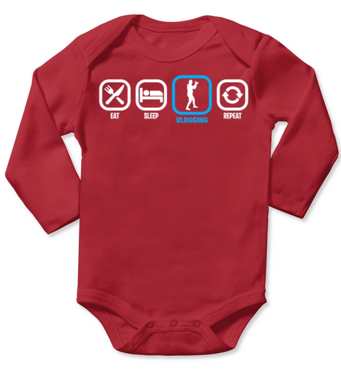 Eat Sleep Vlogging Tee Shirt Long Sleeve Baby One-Piece