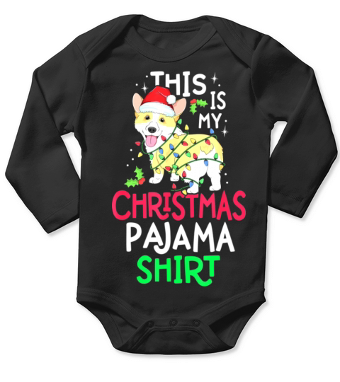 Corgi Tree Light Dog Xmas This Is My Christmas Long Sleeve Baby One-Piece