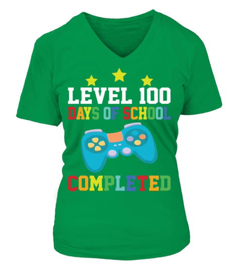 Video Gamer Student 100th Day Teacher 100 Days Women's V-Neck T-shirt