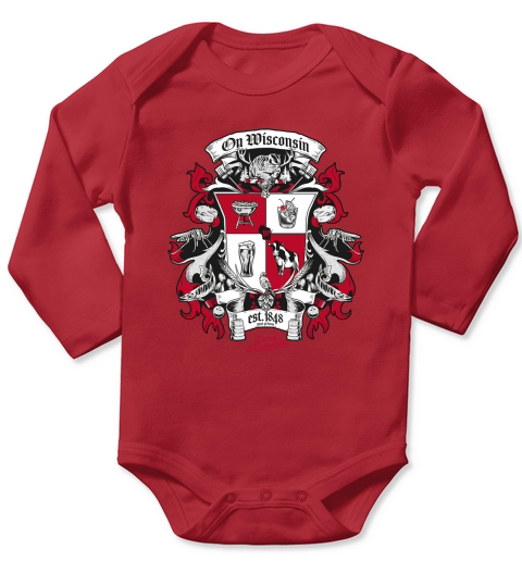 On Wisconsin est 1848 Drink Wisconsinbly Long Sleeve Baby One-Piece
