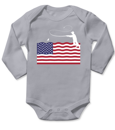 Dad Fly Fishing US Flag Shirt Long Sleeve Baby One-Piece