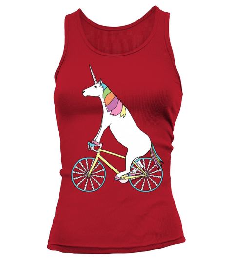 Unicorn Riding Bike With Unicorn Horn Spoked Wheel Women's Tank Top