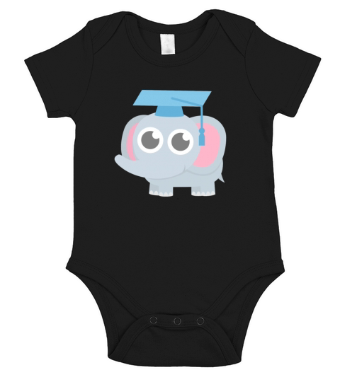 Cute Elephant Graduate Short Sleeve Baby One-Piece