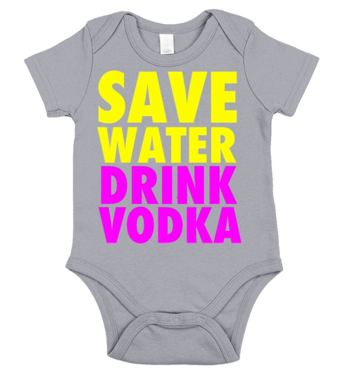 Save Water Drink Vodka Neon Party Design Short Sleeve Baby One-Piece