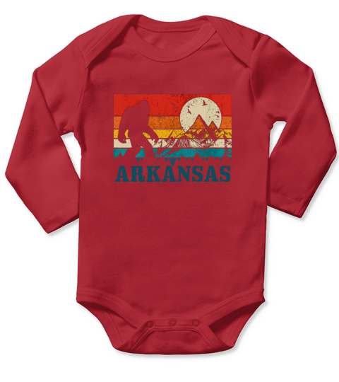 Arkansas Bigfoot Vintage Mountains Hiking Camping Long Sleeve Baby One-Piece