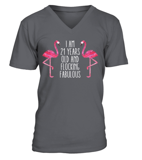 Fabulous 21st Birthday Women Pink Flamingo 21 Year Men's V-Neck T-shirt