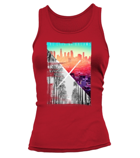Cool Los Angeles Skyline Palm Tree Artistic Women's Tank Top