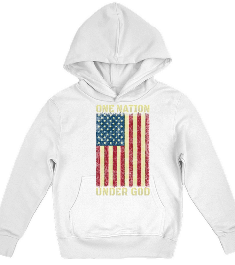 One Nation Under God 4th Of July American Flag Vintage Kids Hoodie