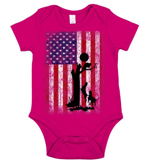 Patriotic Hunting Dogs American Flag Short Sleeve Baby One-Piece