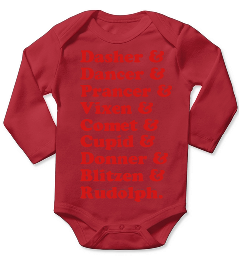 Reindeer Names Long Sleeve Baby One-Piece