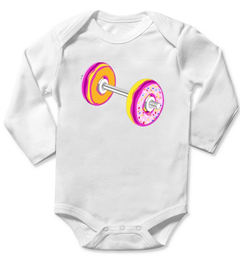 Barbell Donuts Funny Workout Gym Shirt Long Sleeve Baby One-Piece