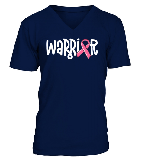 Warrior Breast Cancer Awareness Pink Ribbon Chemo Men's V-Neck T-shirt