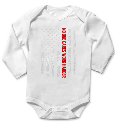 Retro Vintage No One Cares Work Harder USA Flag Workout Gym Long Sleeve Baby One-Piece