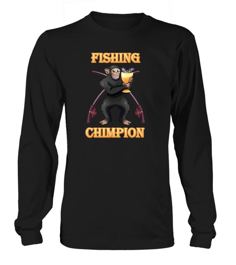 Fishing Chimpion Funny Pun Fisherman Gift Men's Long Sleeve