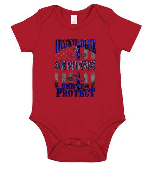 Back the Blue Flag Police Nephews Family Support Short Sleeve Baby One-Piece